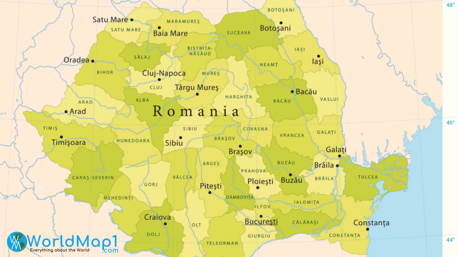 Rumänien-Karte mit Regionen